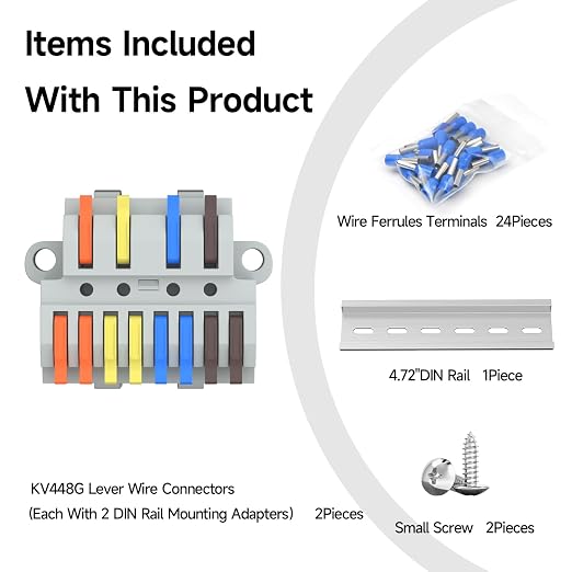 2Pcs Lever Wire Connectors, 4 in 8 Out, 0.7-2.5 mm² | Quick Wiring DIN Terminal - Image 3
