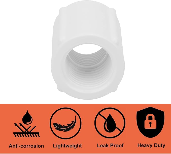 10Pack 1/2" Double Female Thread PVC Pipe Coupling Adapter Pipe Fitting - Image 5