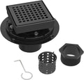 4 Inch Matte Black Square Shower Drain by MERRYDO