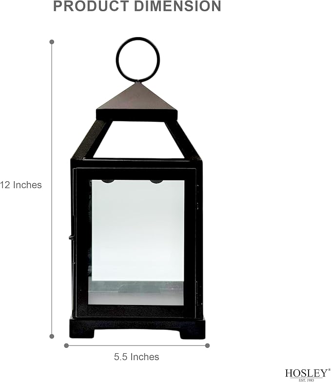 Hosley 12 Inch High Clear Glass and Iron Classic Style Lantern Ideal Gift - Image 4