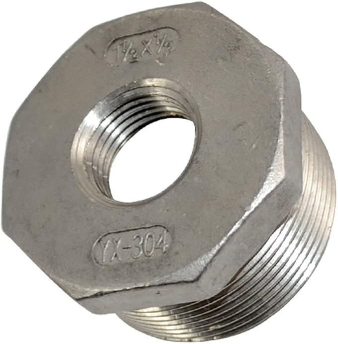 1-1/2" Male x 1/2" Female Thread Reducer Bushing Pipe Fitting, Stainless steel - Image 2