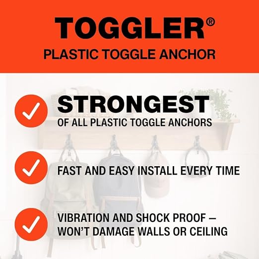 TOGGLER Toggle TB Drywall Anchor, 100 Pack, 3/8" to 1/2" w/o Screw | - Image 4