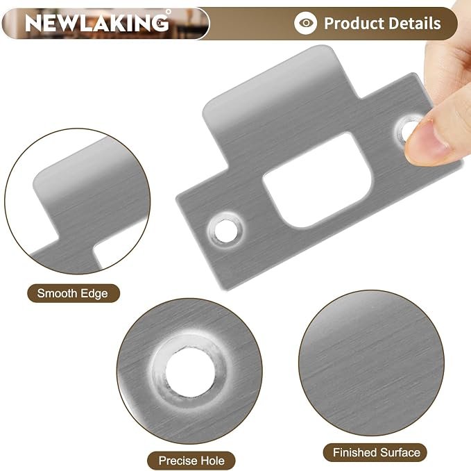 T-Shape Door Strike Plate, Satin Nickel, 2-1/8'' Hole Spacing | Door Frame - Image 4