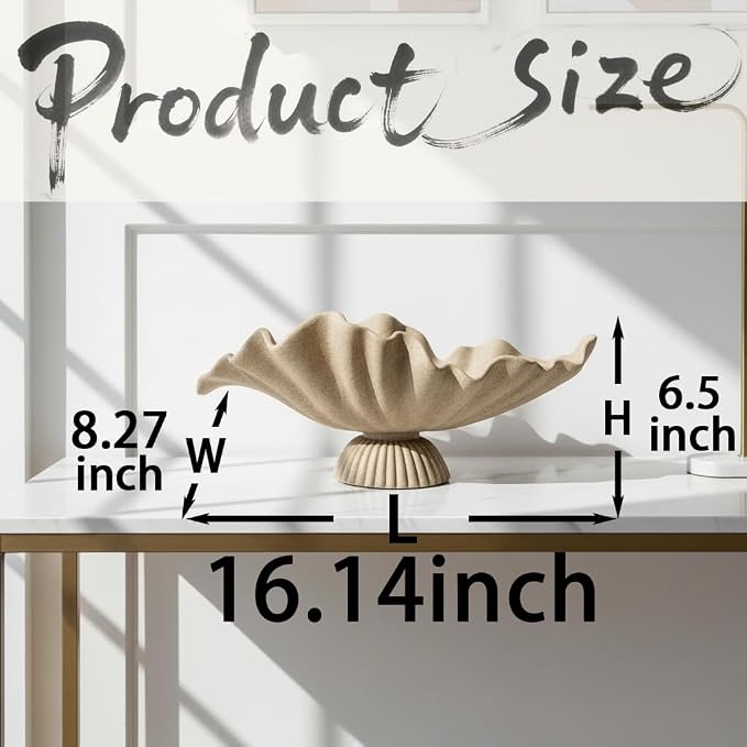 16" Large Decorative Bowl decor, Modern Home Decoration Scallop Bowl, Fashion - Image 3