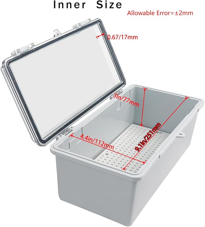 Junction Box, Hinged Grey Clear Cover IP67 Waterproof ABS Project Box - Image 3