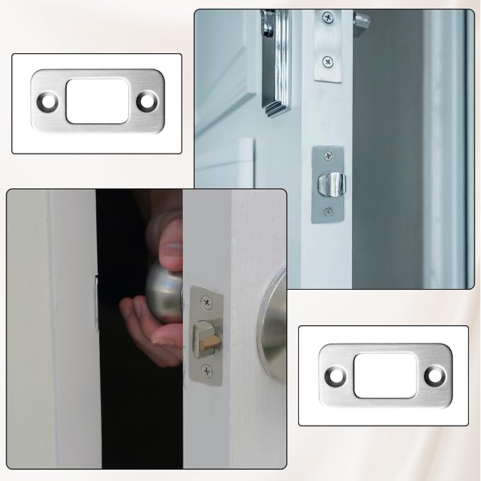 2 Sets Deadbolt Strike Plate Door Strike Plate Door Backplate 1" x 2-1/4" Round - Image 5