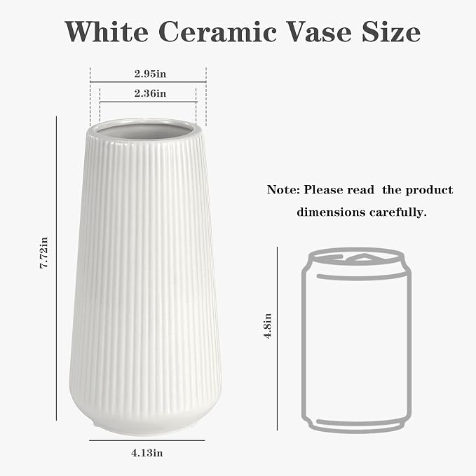 White Ceramic Vase, GUKJOB Small Cute Flower Vase - Image 2