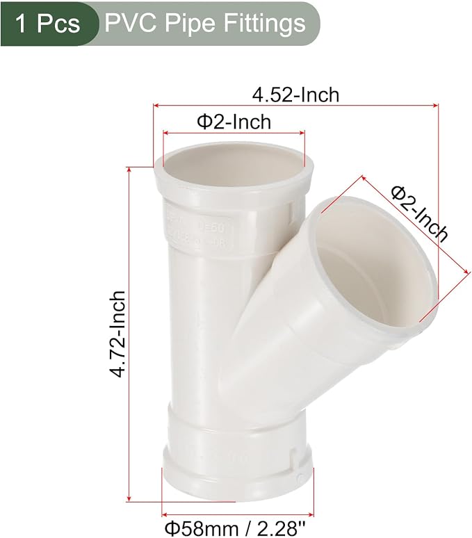 YOKIVE 1 Pcs Wye Pipe Fitting, Y-Shape PVC Splitter Pipe Hose Connector - Image 2