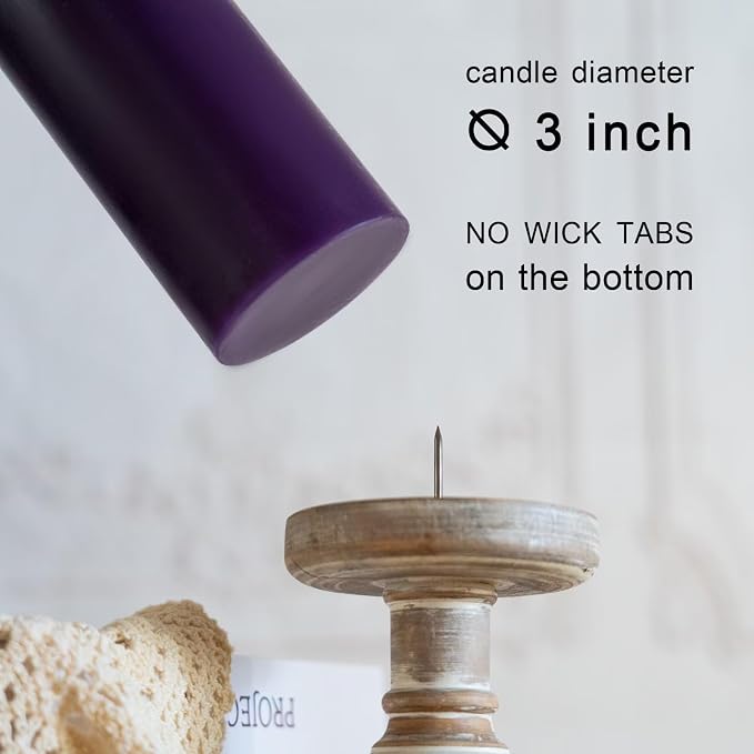 MOZEAL 3" x 4" Hand-Poured Unscented Candle, Dripless Pillar Candle Set of 3 - Image 4