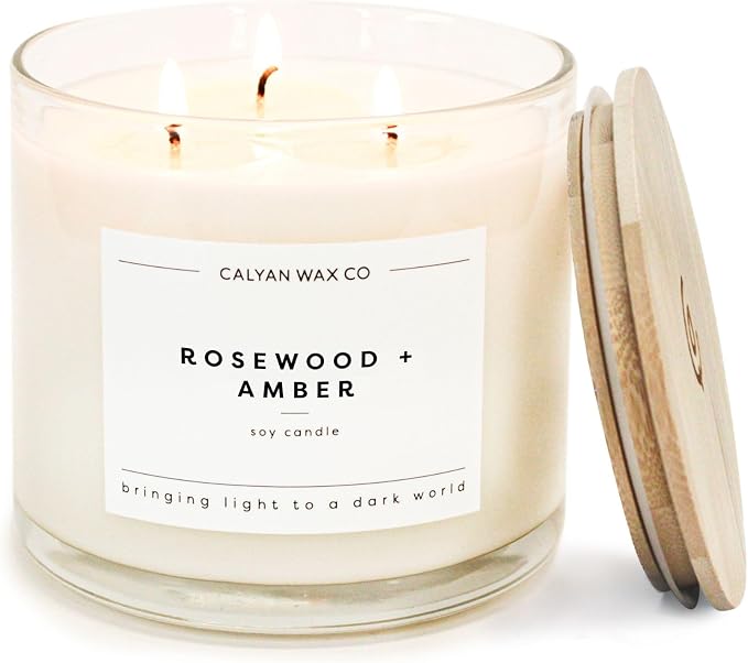 Rosewood & Amber 3 Wick Scented Candle by CalyanWaxCo