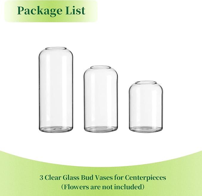 Hewory Modern Glass Bud Vase for Flower: 3PCS Blown Clear Small Vase Bulk | - Image 6
