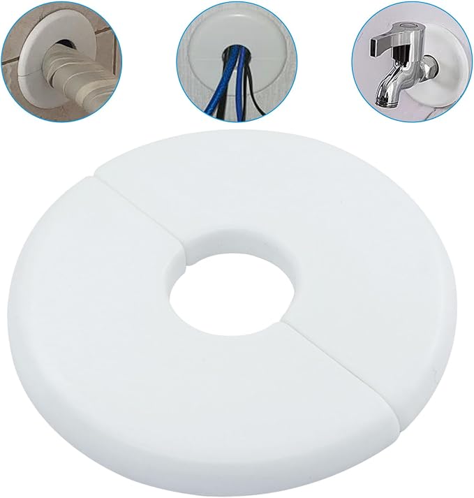 White Wall Split Flange, 0.6"/16mm Pipe | Escutcheon Plate Plumbing Cover Plates - Image 4