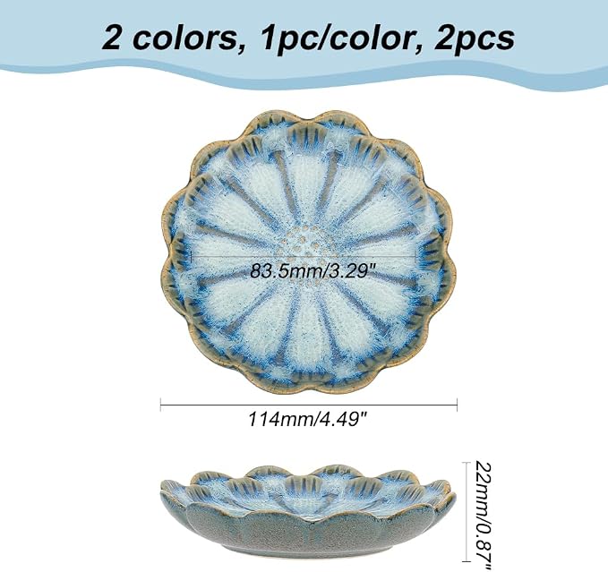 NBEADS 2 Pcs 2 Color Ceramic Jewelry Tray, Lotus Flower Shape Ring Dish Holder - Image 2