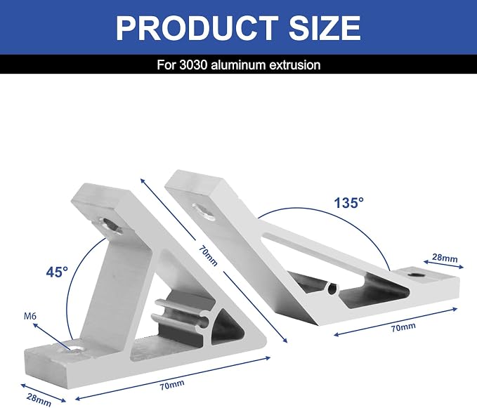 8pcs 3030 45/135 Degree Corner Bracket Connector 3030 Extrusion Hardware T-Slot - Image 2