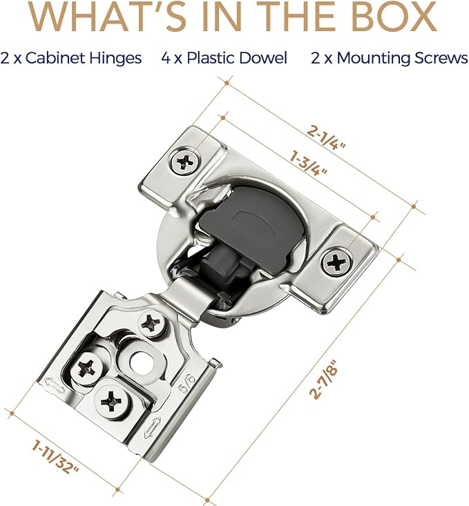 Soft Close Hinges for Kitchen Cabinet Hinges, 5/8 Inch Overlay, 2 Pack | 1 Pairs - Image 7