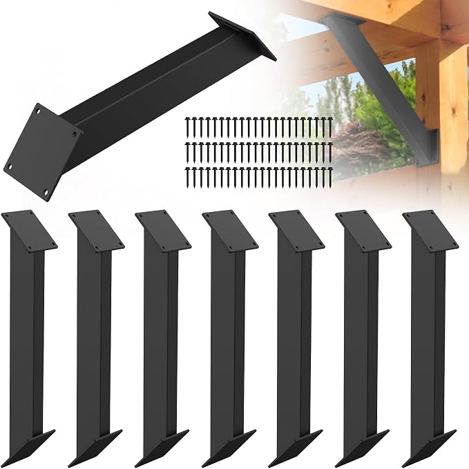 8 Pcs Pergola Brackets 4"x 4", Heavy Duty 45 Degree Angle Support Bracket by Krimocy
