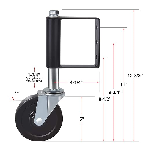 Ronlap Gate Caster Wheels for Wooden Gate Spring Loaded, 250 Lbs, 5 Inches | - Image 4