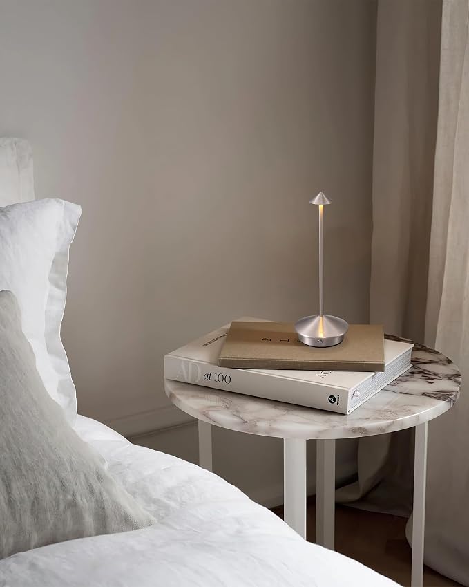 Modern Cordless Table Lamp Set of 2, Brushed Nickel LED Desk Lamps | 5000mAh - Image 9