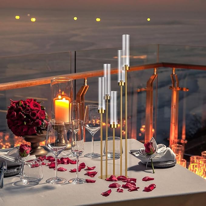 39.4'' Tall Gold Floor Candelabra，Set of 8PCS 5 Arm Candle Holder Tall Floor - Image 5
