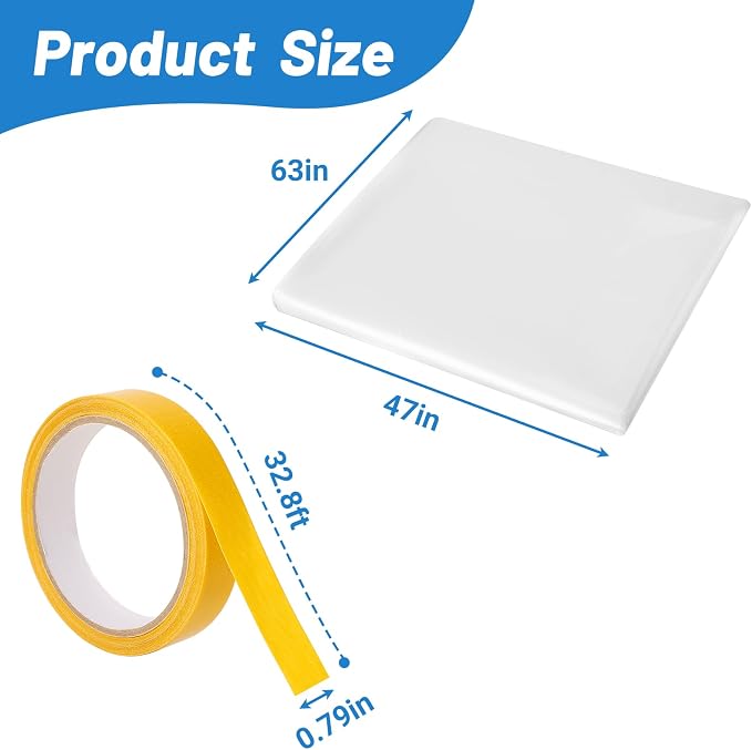 U0U Window Insulation Kit, 47in x 63in Indoor Plastic Window Insulation Kit - Image 2