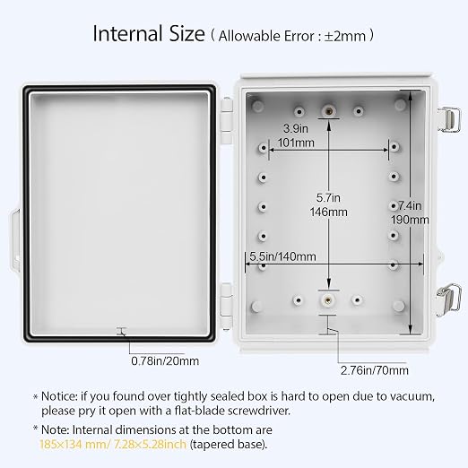 Electrical Box, IP67 Waterproof Hinged Cover Stainless Steel Latch Junction Box - Image 5