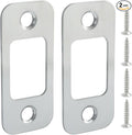 2Pcs Brushed Nickel Deadbolt Strike Plate | 1" x 2 1/4", Round Corner, Door by Unknown