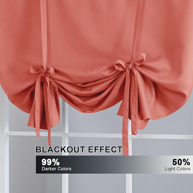 H.VERSAILTEX Blackout Tie Up Curtains Rod Pocket Energy Efficient Small Window - Image 3