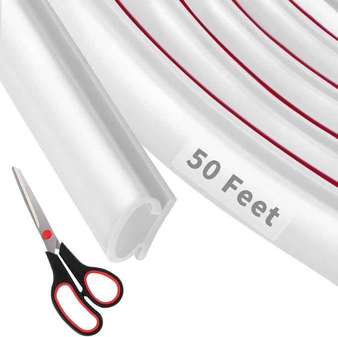 50 Feet D-Shape Rubber Weather Stripping Door Seal Strip, Self-Adhesive Backing by Fingwerk