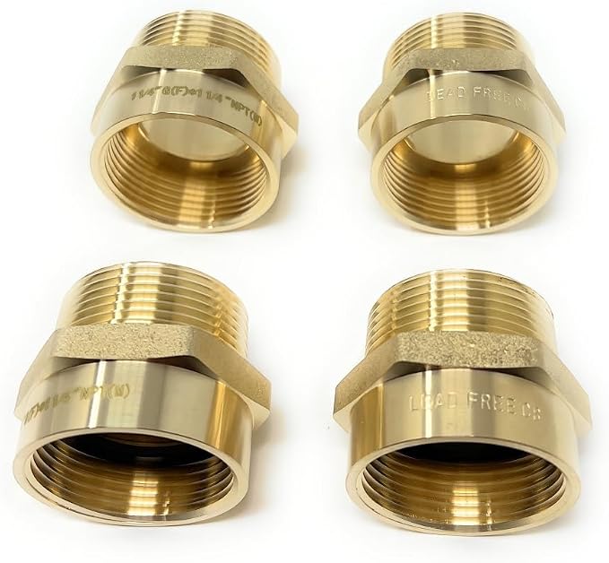 Cascada Lead-Free 1 1/4" G Thread Female to NPT Male Adapter | Brass Pipe - Image 3