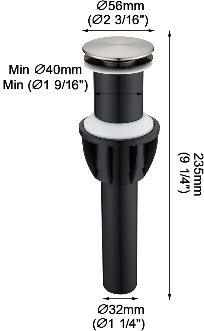 TIORIY Vessel Sink Drain Without Overflow, Plastic Bathroom Pop up Sink Drain - Image 5
