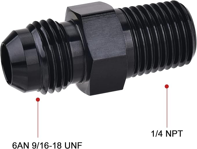 EVIL ENERGY 6AN Male Flare to 1/4" NPT Pipe Fitting Adapter Aluminum Straight - Image 2