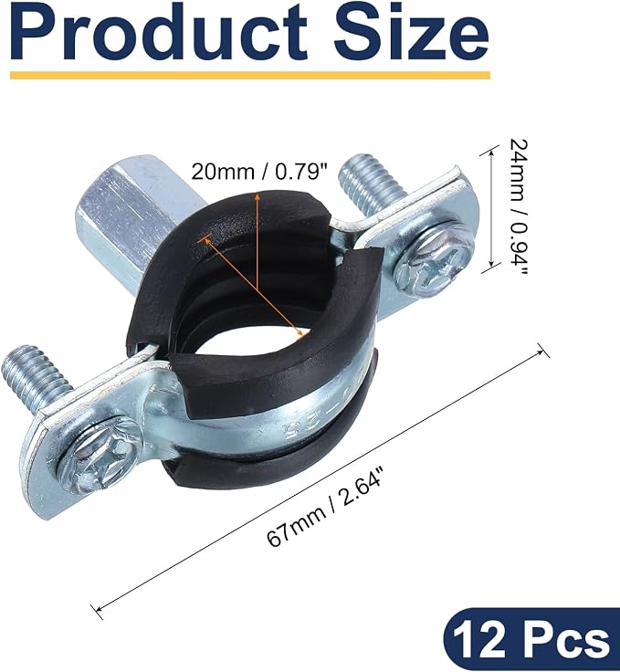 uxcell 12 Pcs Split Ring Pipe Hanger, 20mm/0.8inch Adjustable Pipe Bracket - Image 2
