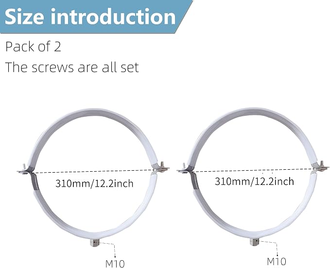 2 Sets 12 Inch Premium Hose Pipe Clamp，Heavy Duty Galvanized Iron Stove Pipe - Image 2