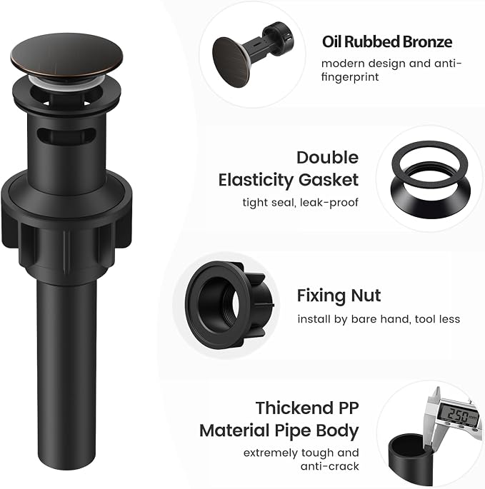 Bathroom Sink Drain with Overflow with Hair Catcher Anti-Clog Sink Strainer - Image 6