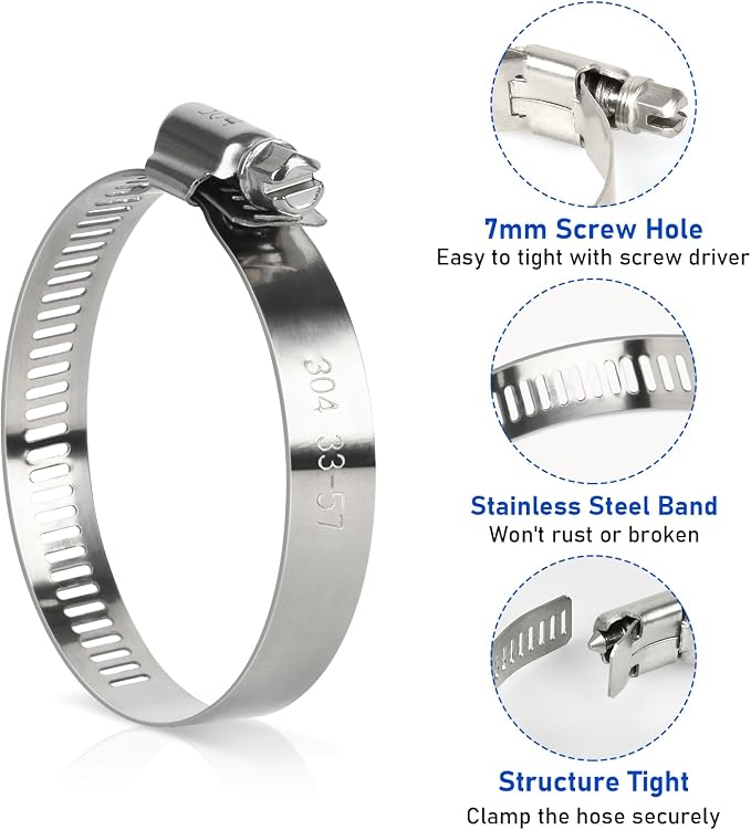 Hose Clamp, 10 Pack Stainless Steel Hose Clamps Assortment Kit, Adjustable - Image 3
