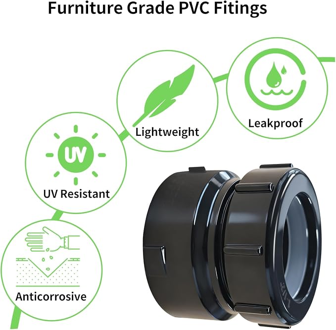 Lesso 2PCS 1-1/2" Hub x 1-1/4" Slip ABS P-Trap Adapter - Image 2