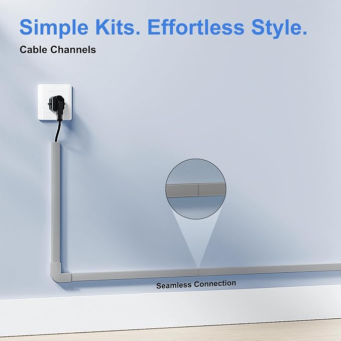 Yecaye Cord Covers for Wires on Wall, W0.95in H0.55in, Medium Cord Organizer - Image 4