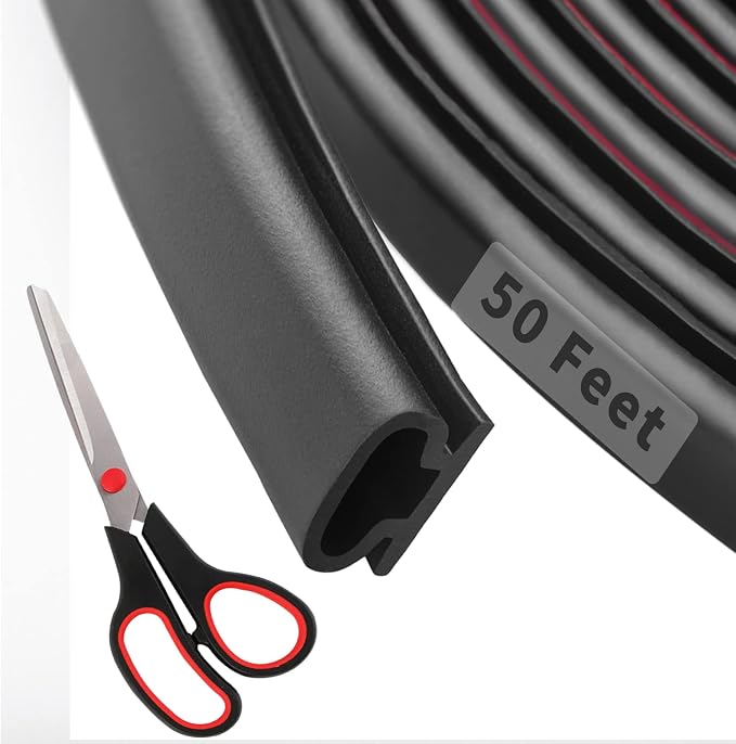50 Feet D-Shape Rubber Weather Stripping Door Seal Strip, Fingwerk by Fingwerk