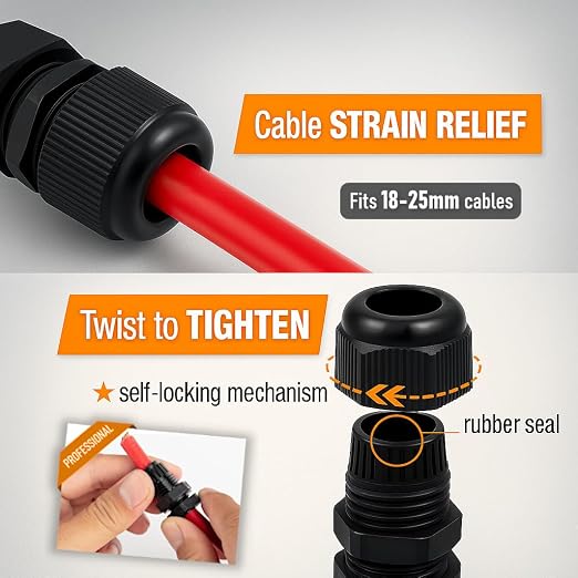 1" NPT Strain Relief Nylon Cord Grip Cable Glands - Image 5