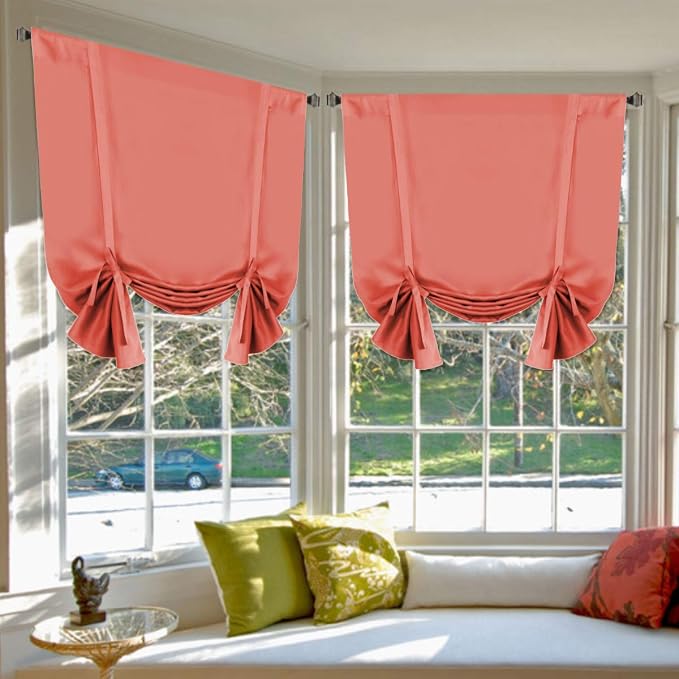 H.VERSAILTEX Red Christmas Blackout Tie-Up Curtain Rod Pocket Energy Efficient by HVERSAILTEX