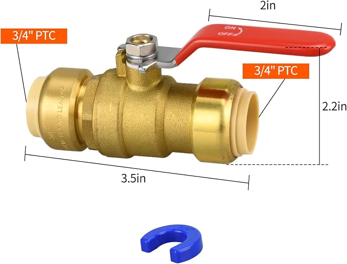 2pcs 3/4" Push Fit Ball Valve - Image 2
