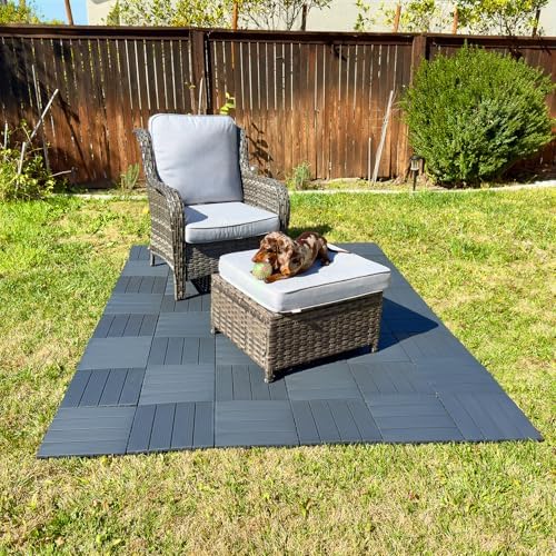 60 Pack Plastic Interlocking Deck Tiles, 60 sq. ft Patio Deck Tile, Dark Gray - Image 4
