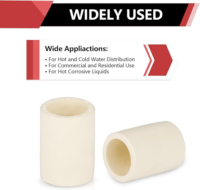 100 Pack EFIELD CPVC Coupling Adapter Fittings, 1/2" Slip x 1/2" Slip | Socket - Image 6
