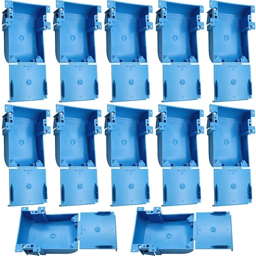 1-Gang Blue Shallow Work Box, 18 cu in, 12 Pack | Features Old Work Outlet Box; by XGGYA