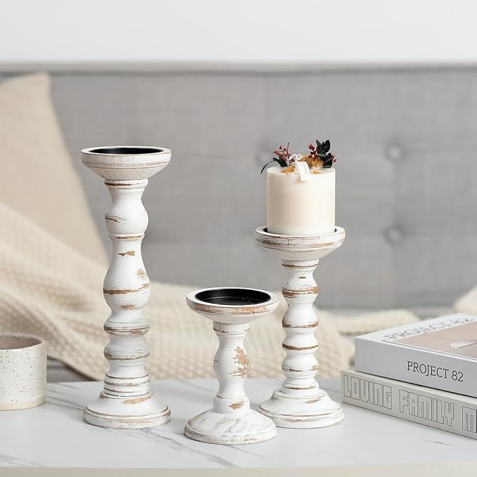 Romadedi Pillar Wood Candle Holders, Dining Tables Centerpieces. - Image 7