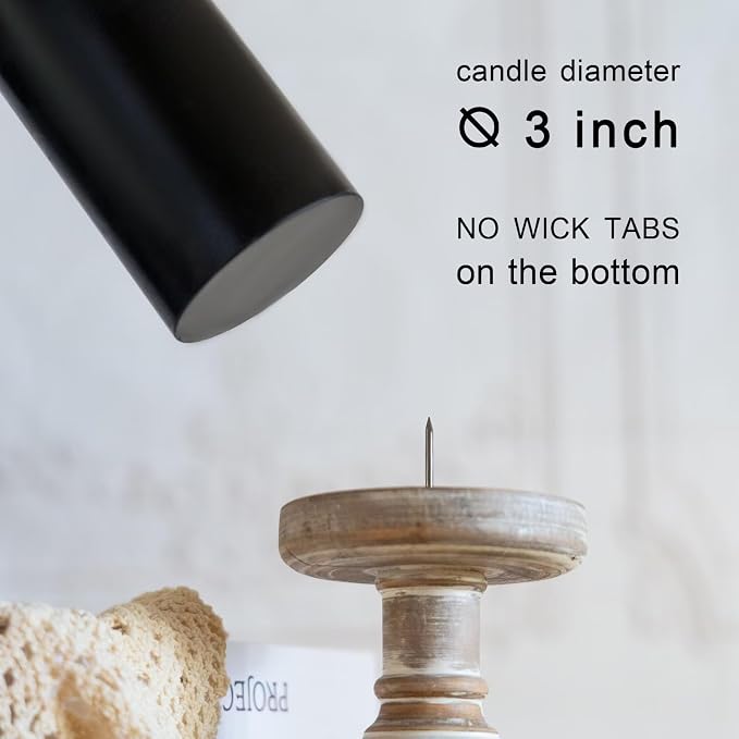 MOZEAL 3" x 8" Hand-Poured Unscented Large Candle, Smokeless Rustic Pillar - Image 4