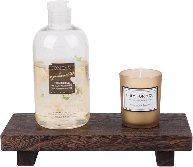 Wood Bathroom Tray Farmhouse Decor Kitchen Soap Holder 8.7"x3.6" Dark Brown | - Image 7