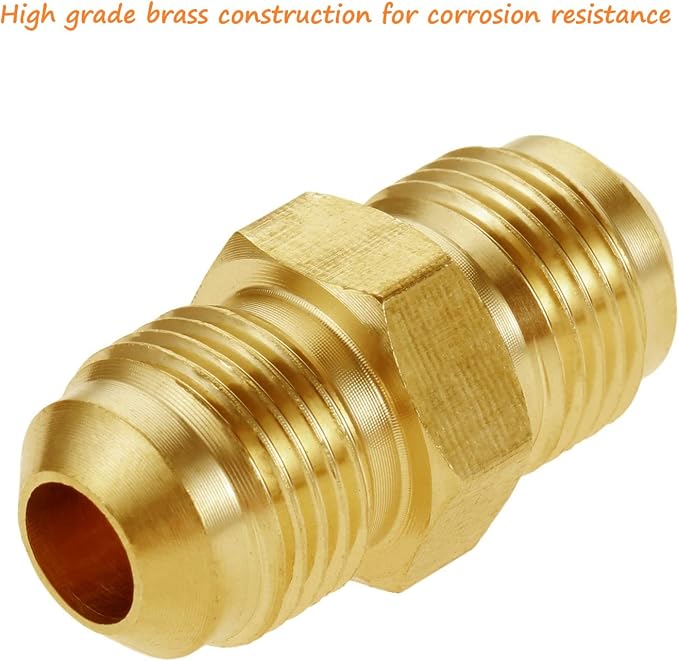 2pcs Brass Flared Tube Couples Pipe Fitting Half Union Gas Adapter 3/8 Inch - Image 4