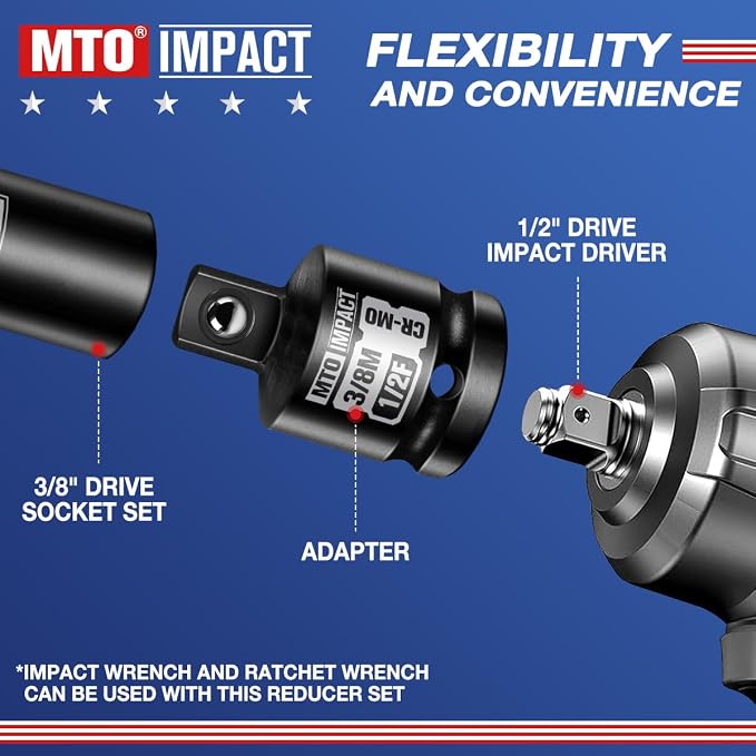 4-Piece Impact Socket Adapter and Reducer Set, 1/4" & 3/8" & 1/2" Impact Driver - Image 5