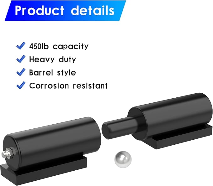 Heavy Duty Gate Hinges 5 Inches- 2 Pack Weld On Install Black Iron Barrel Hinge - Image 3